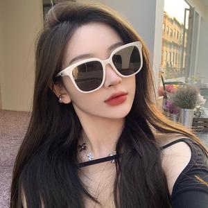 Sunglasses for Women 2025 New Style High-end Feel Big Face Slimming Sunglasses UV Protection White Frame Sunscreen Sunglasses for Men