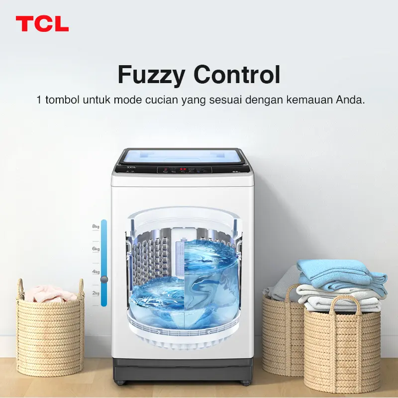 [FLASH SALE] TCL MESIN CUCI TOP LOADING 8 KG - Honeycomb Crystal Drum - Auto Cleaning - Eight Wash Program - Dual Detergent Case (Model: TWA85-20GM) 2