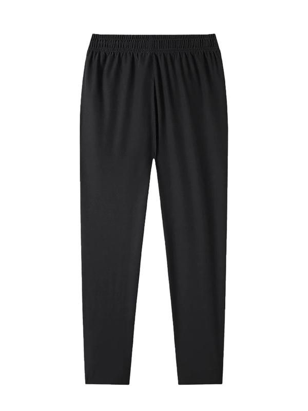 Men's Solid Color Straight Leg Pants, Regular Fit Casual Comfy Breathable Trousers for Summer, Men's Bottoms for Daily Wear, Clothing 2