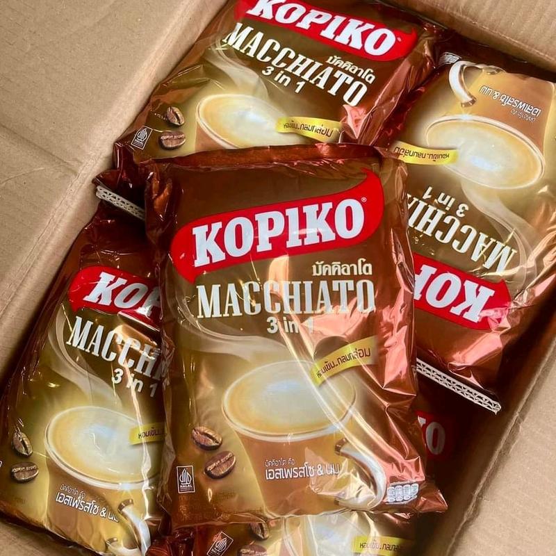 [ Tặng 5 viên kẹo chanh muối ] Cà Phê Sữa Kopiko Machiato 2 in 1 Thái Lan ( túi 20 gói ) Date T5/2026
