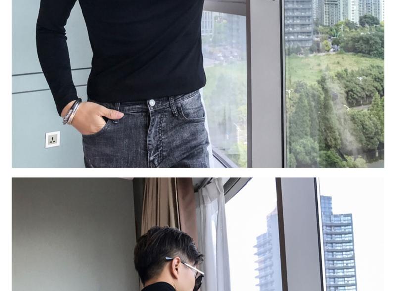 Product Introduction of Half Turtleneck Long Sleeve T-Shirt for Men, Autumn High-End Slim Fit Solid Color Mid-Neck Fleece Stretch Base Layer Pedal 25