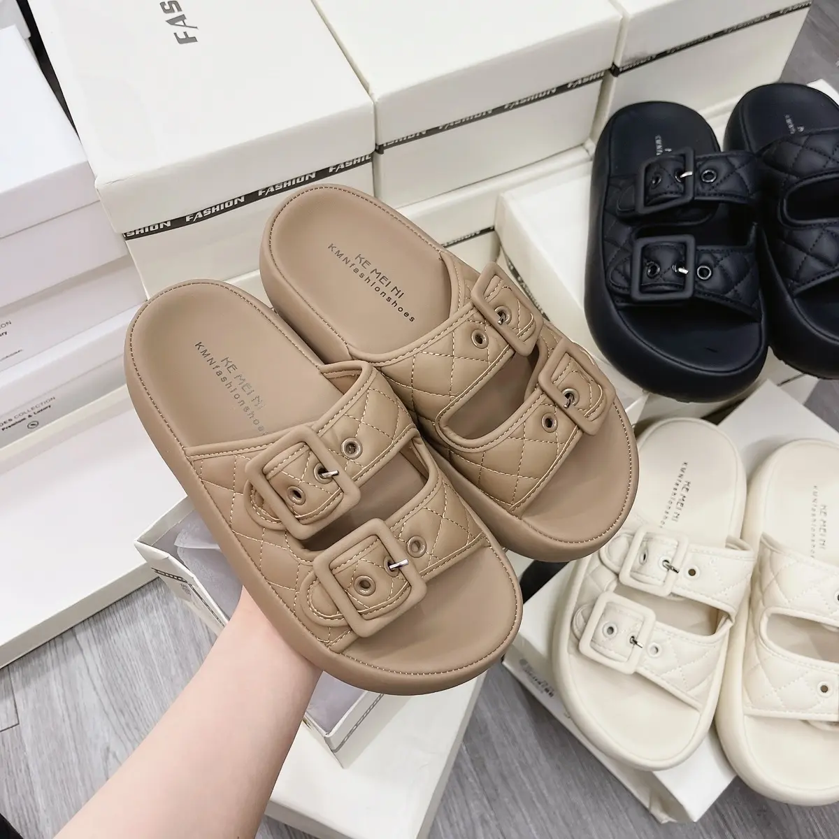 T342-dép nữ 2 quai da mềm đế cao 2cm