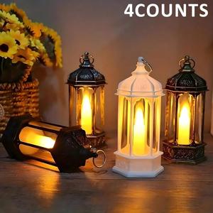 Vintage LED Lights, 4 Counts/set Battery Powered Lamp, Decorative Light for Home Party & Festival, Ramadan Decorations, Bedroom Interior Decoration