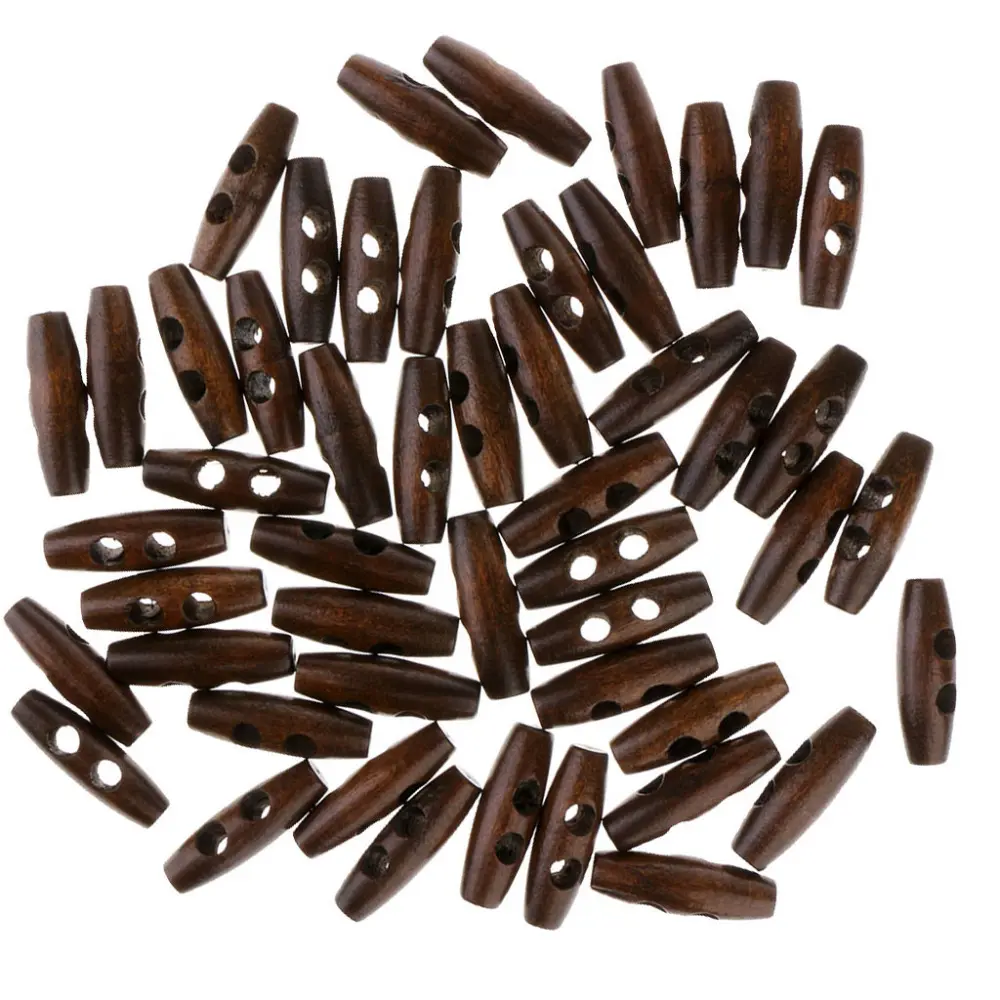 Nút May Hình Bầu Dục Bằng Gỗ, 50 Cái, Cho Nút Toggles Áo Khoác, 2