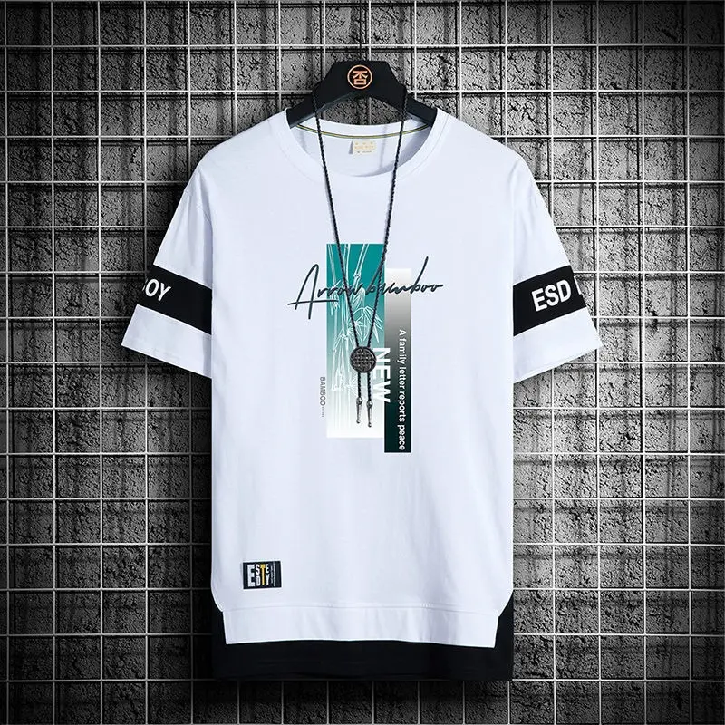 Promotional Men's Short sleeved T-shirt 2024 New Summer White Half sleeved Men's T-shirt Trendy Brand Student Clothes Men's Trendy Top Graphic Tees Casual Menswear Decoration Polyester Print Pullover Lingerie Fabric Streetwear Human