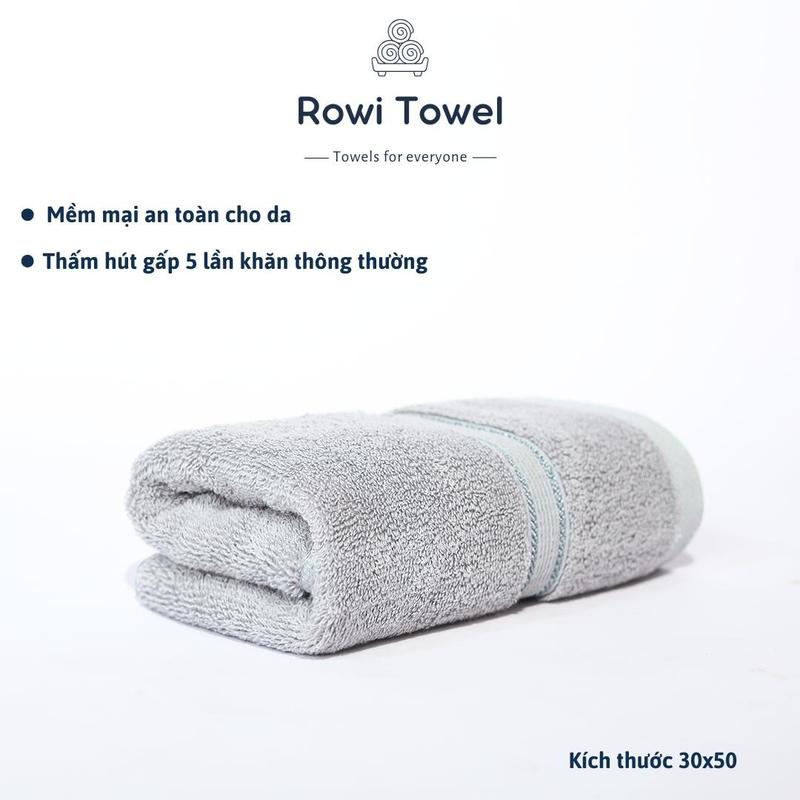 Khăn mặt cotton Rowi Towel 30x50cm chất cotton mềm mịn , bông dày thấm hút , không đổ lông , không ra màu đồ dùng nhà tắm 2