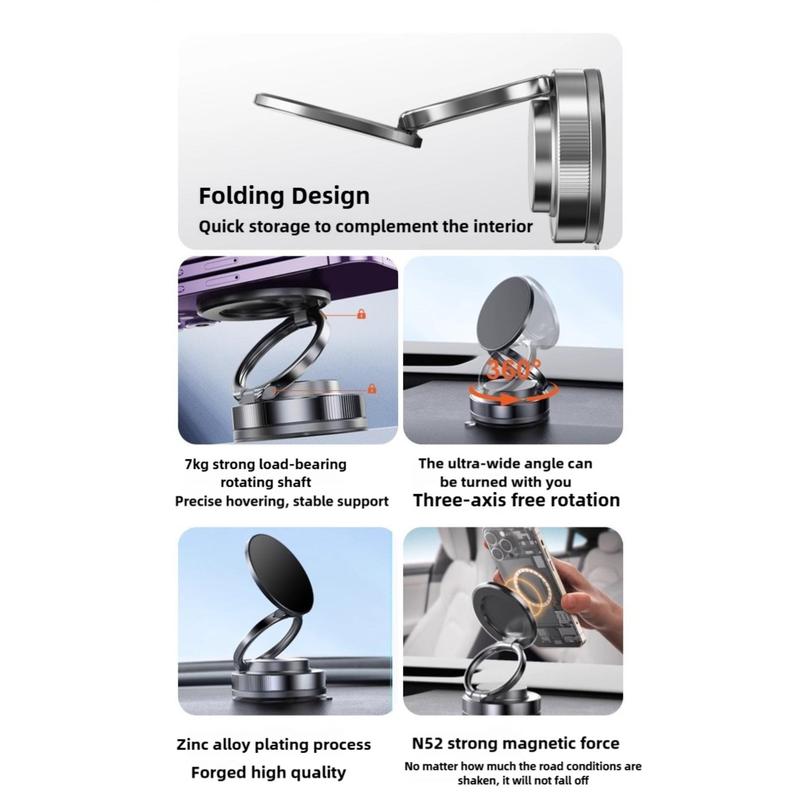 Product Introduction of High Quality Vacuum Suction Magnetic Phone Holder Folding for Magsafe Car Mount Phone Bracket Universal 360° Adjustable Phone Stand Bathroom 17