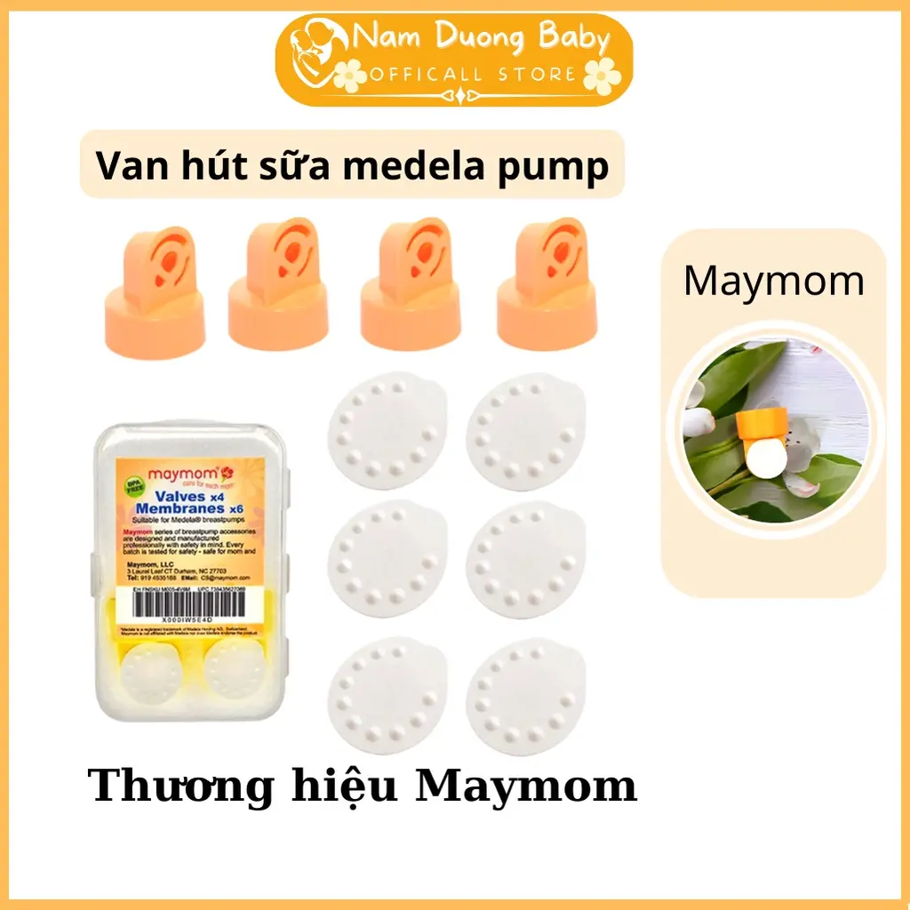 Van trắng, van vàng thương hiệu Maymom, nút dây, phụ kiện cho máy hút sữa. Voi