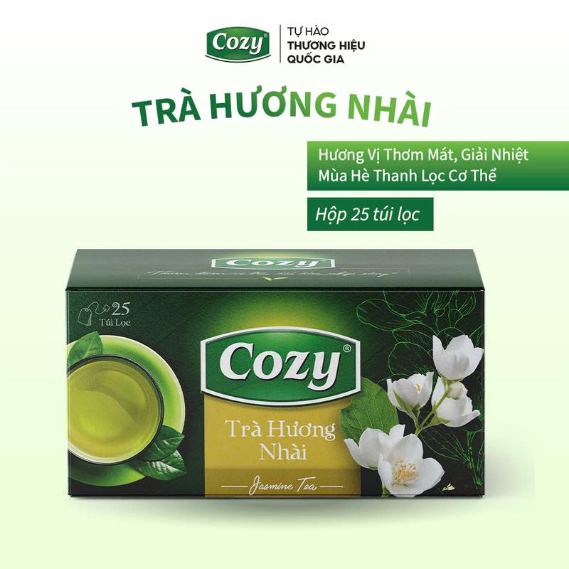 Trà Hương Nhài Túi Lọc Cozy Hương Vị Thơm Mát, Giải Nhiệt Mùa Hè Thanh Lọc Cơ Thể, Chè Sạch Tươi Nguyên Chất (25 túi lọc x 2gr)