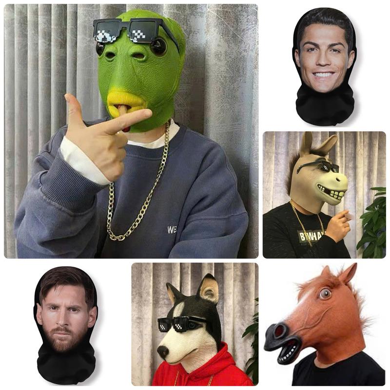 Mặt nạ ếch tấu hài , trùm đầu hình đầu ngựa hoá trang hài hước troll vô tri, mặt nạ ronaldo, mũ trùm người nổi tiếng messi