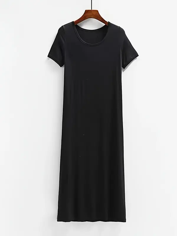 Women's Solid Color Nightdress, Casual Soft Comfortable Nightgown for Daily Wear, Ladies Sleepwear for Summer 2