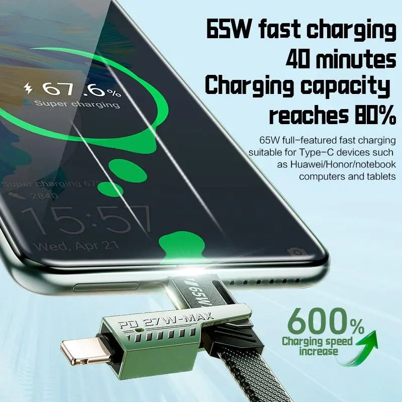 4 in 1 PD 65W Fast Charging Data Cable, Multifunctional Charging Cable Compatible with iPhone & Android, Universal Mobile Phone Accessories 6