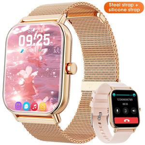 Stylish Smart Watch with Call | 1.83" Touch Screen | 100+ Workout Modes | Fitness Tracker for All | 2 Bands | Android iOS | Perfect Birthday/Christmas Gift for Women