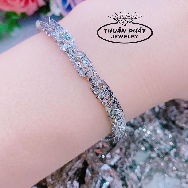 Phụ Kiện Lắc Tay Nữ L031 Xoắn Vuông 6Li Đeo Tay Sáng Chiếu Trang Sức Bạc Ý Xi Bạch Kim - Bạc Thuận Phát