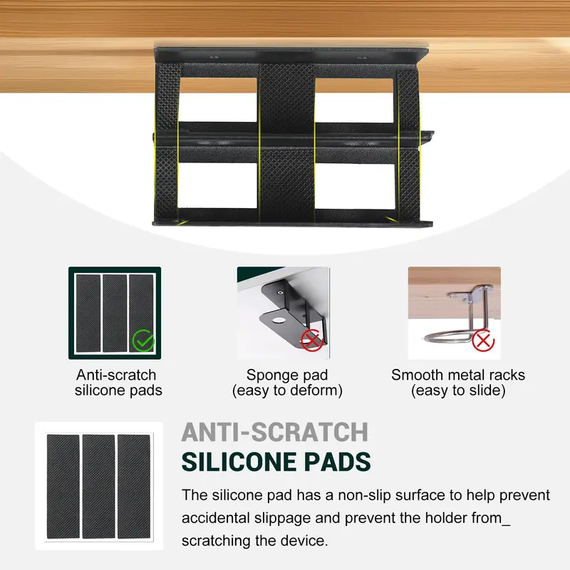 Under Desk Double Layer Laptop Stand, 1 Box Laptop Storage Rack with Screws, Desk Storage Rack for Laptop & Keyboard, Home Organizer 3