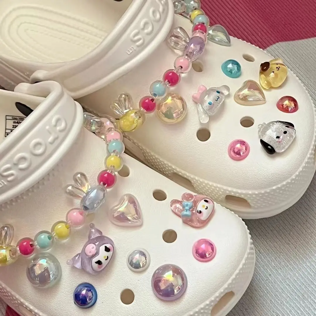 Charm Giày Lấp Lánh Tinh Xảo, Xiaohongshu Cùng Phong Cách Sanrio, Phụ Kiện Guốc Thoáng Khí Mùa Hè, Dây Chuyền Hạt Thỏ, Hoa Giày Màu AB, Năm 2025, Xếp Hạng 4478 Người