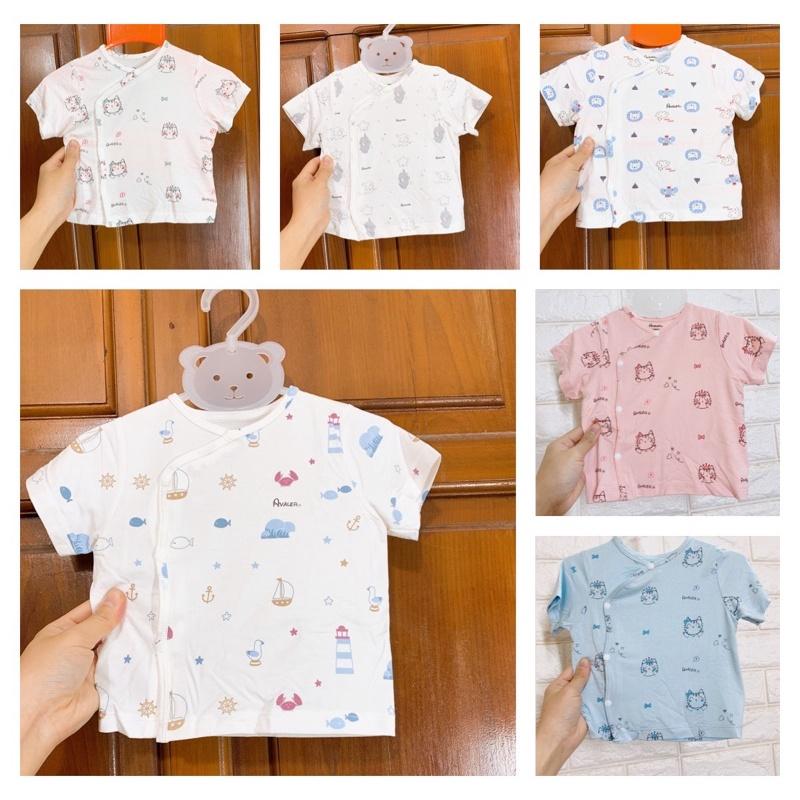 Avaler Áo rời cộc tay sơ sinh mùa hè cúc bấm cài lệch vải sợi tre siêu mềm mát cho bé trai gái 0- 6 tháng