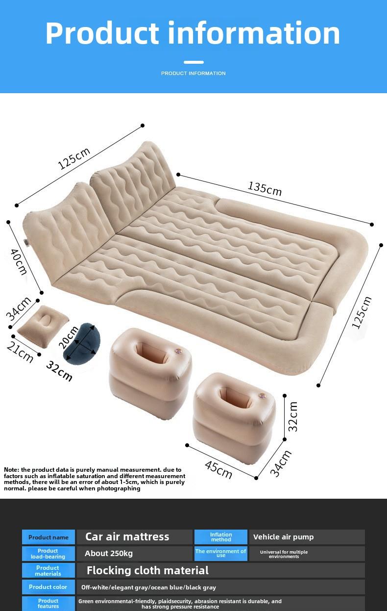 Product Introduction of Off-Road SUV Rear Seat Inflatable Mattress Portable Dual-Use Car Mattress Flocked Multi-Functional Inflatable Mattress 13