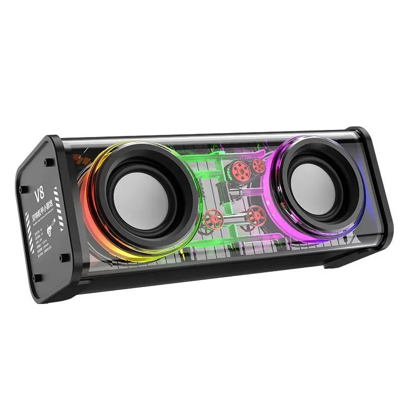 พร้อมส่ง สไตล์ใหม่ สำโพงซับวูฟเฟอร์บลูทูธไร้สาย TWS สเตอริโอ Cyberpunk V8 ลําโพงซับวูฟเฟอร์บลูทูธไร้สาย TWS สเตอริโอ Cyberpunk 3D ลำโพงคอมพิวเตอร์
