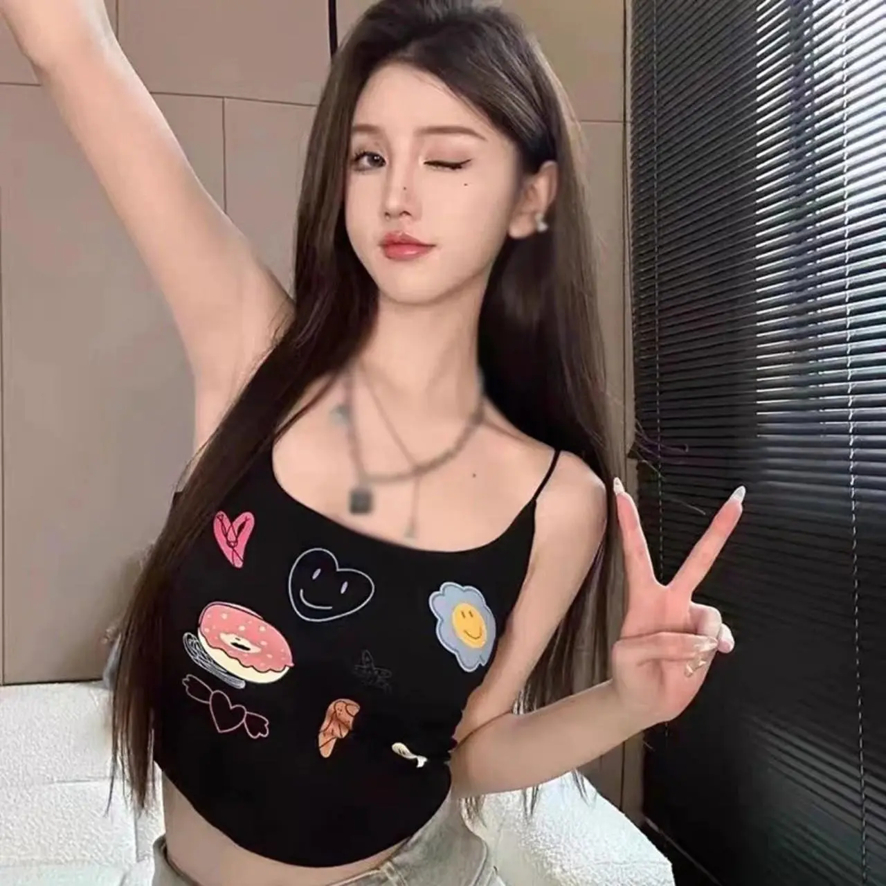[Hot Deal] Combo 2 Áo Hai Dây Dáng Croptop In Hoạ Tiết Mút Liền Cho Nữ, Chất Thun Co Giãn [R1508] Women Dáng Ngắn Màu Trắng Màu Đen