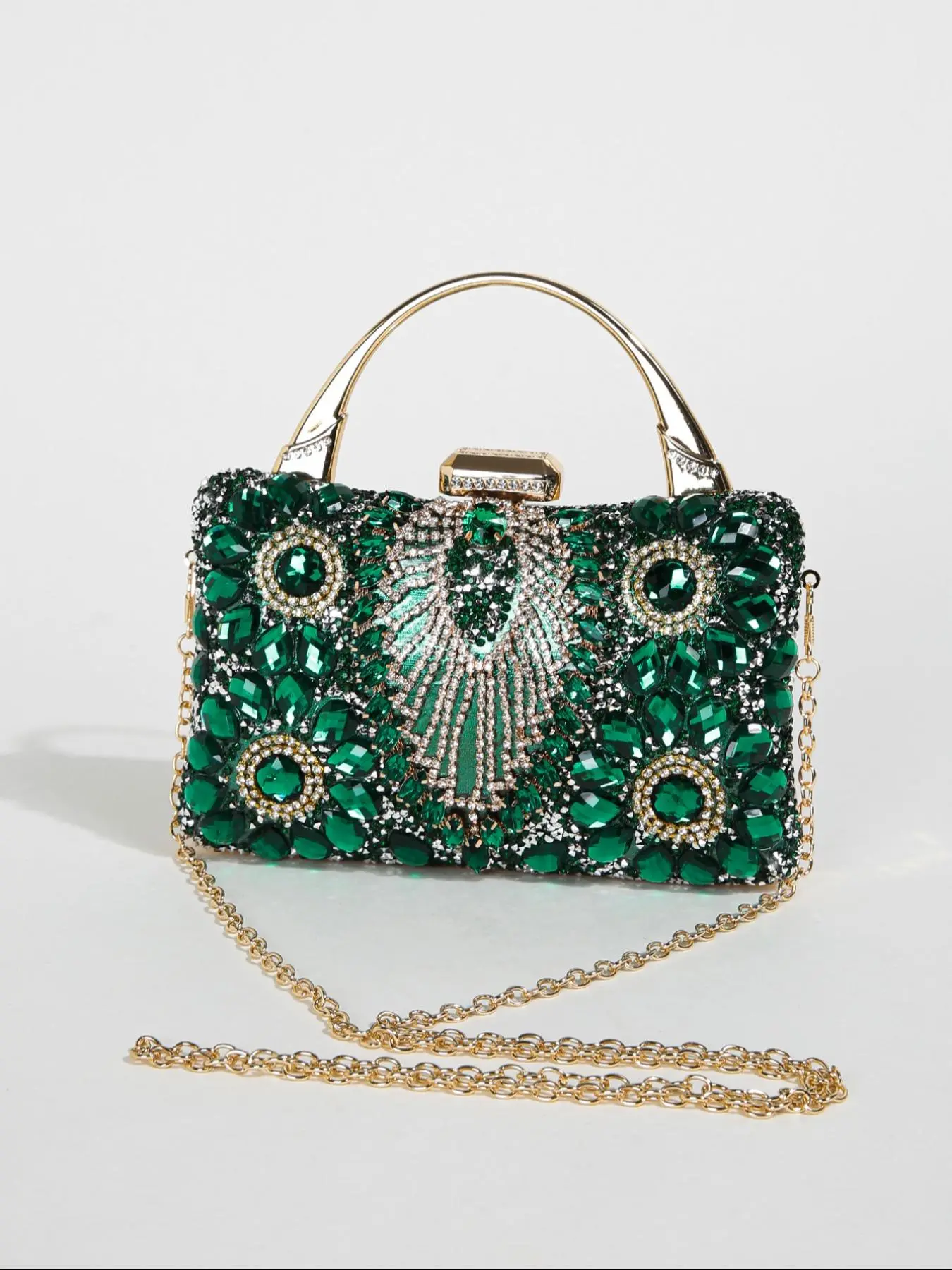 Women's Elegant Rhinestone Decorated Bling Evening Bag, Exquisite Trendy Chain Strap Crossbody Bag, Fashionable Bag for Party Decoration
