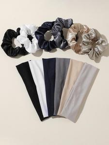 Set de 12 piezas de diademas deportivas de tela y scrunchies para mujer, envolturas de cabeza absorbentes de sudor para el verano, uso diario casual, estilo deportivo para todas las estaciones