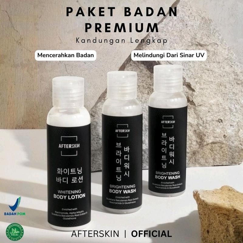 [PAKET BADAN PRIA] AFTERSKIN WHITENING BODY LOTION + BODY WASH BPOM HALAL / SKINCARE PEMUTIH DAN PENCERAH 1