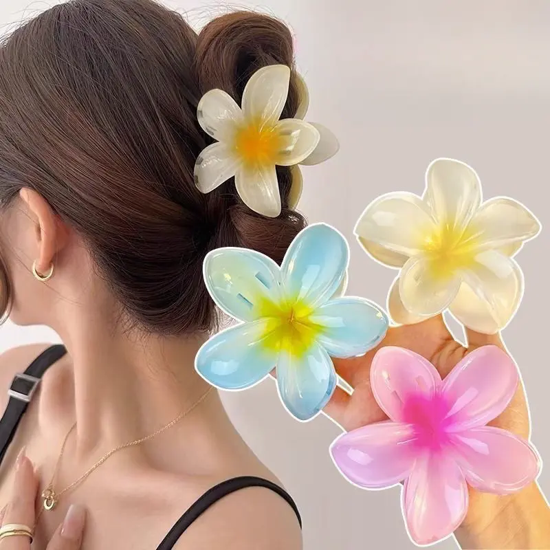 Beach Holiday Style Egg Flower Hairpin Female Back Half Tie Hair Clip Temperament Shark Clip Hairpin Headdress