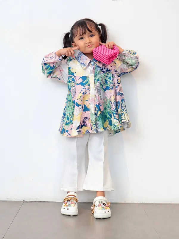ILTS Kemeja Wanita Oversize Kekinian Bahan Silk Motif Babydoll 6