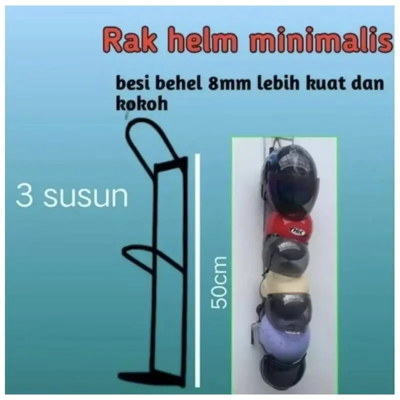 RAK HELM 5 SUSUN/GANTUNGAN HELM BESI DINDING/TEMPAT GANTUNGAN HELM 5 ...