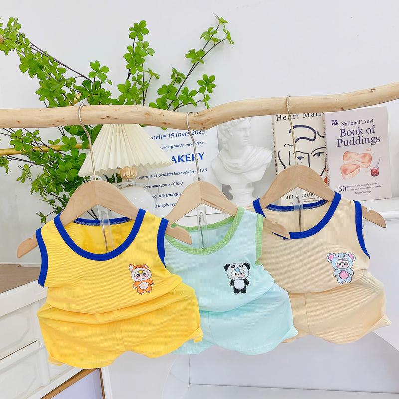   VN  Combo 5 Bộ quần áo ba lỗ chất tăm lạnh cho bé trai và bé gái 4-16kg  BLT-09 đông bo quan ao tre con funk len tay Thể Thao Phijama 