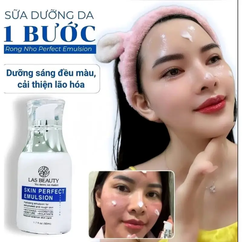 Sữa dưỡng Rong Nho Nhật Bản Las Beauty truyền trắng dưỡng da căng bóng Skin Perfect Emulsion 50ml Skincare Tre
