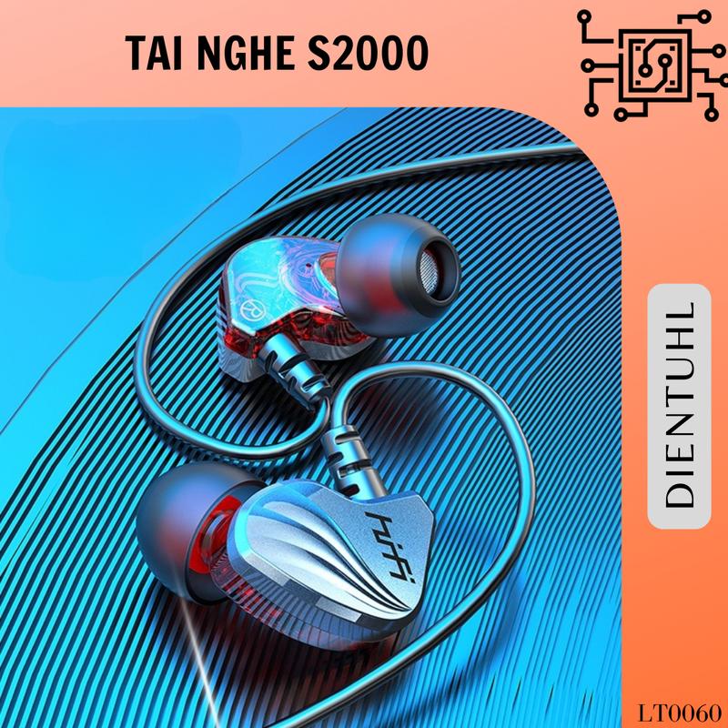 Tai Nghe Nhét Tai HiFi S2000 Pro Super Bass Chống Ồn Tốt, Âm Thanh Khủng, Chơi Game Ngon Fullbox Earphone Nghe Nhạc