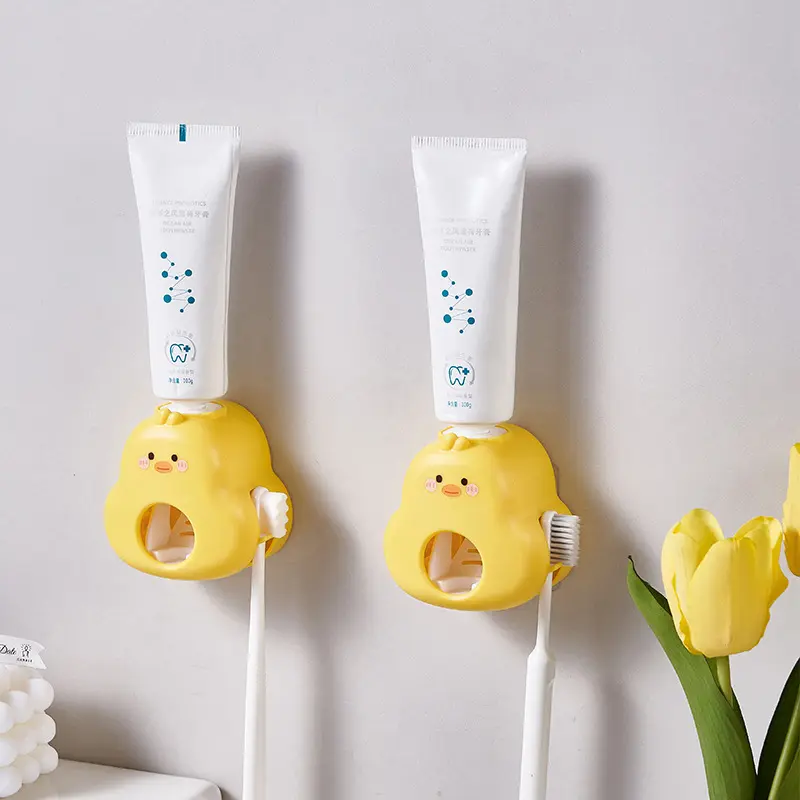Dụng Cụ Lấy Dụng Cụ lấy Kem Đánh Răng, Giá Treo Tường, Giá Để Bàn Chải Đánh Răng Bằng Nhựa Lười Biếng, Không Cần Đục Lỗ, Dụng Cụ Lấy Kem Đánh Răng, Màu Vàng, Phụ Kiện Phòng Tắm