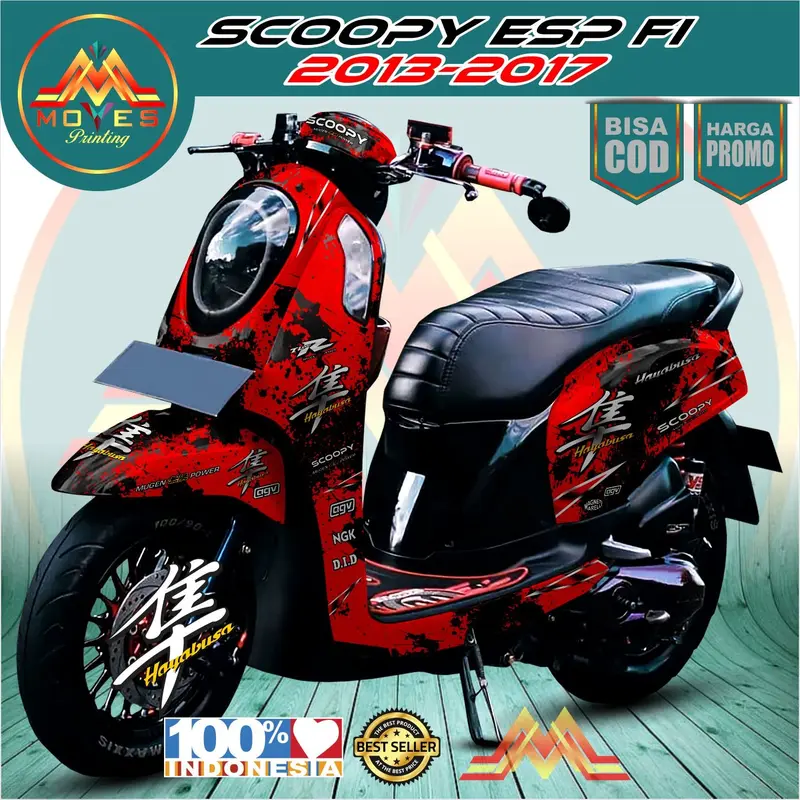TERBARU DECAL STIKER MOTOR FULL BODY HONDA SCOOPY ESP FI 2013-2017 DESAIN HAYABUSA Motorcycle 0