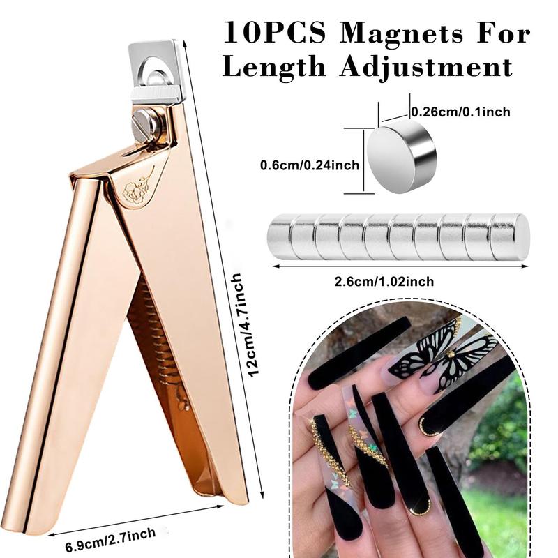 Stainless Steel Nail Trimmer Kit, 1 Count Nail Cutters for Nail Tips Cutter with 10pcs Length Measurement, Adjustable Trimmer for Salon Home Art, Valentine's Day Gift 1
