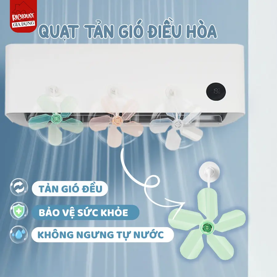 [HÀNG MỚI VỀ] Quạt Tản Gió Điều Hòa Chuyển Hướng Gió Điều Hòa Máy Lạnh 3 Cánh, Tấm Chắn Gió Điều Hòa