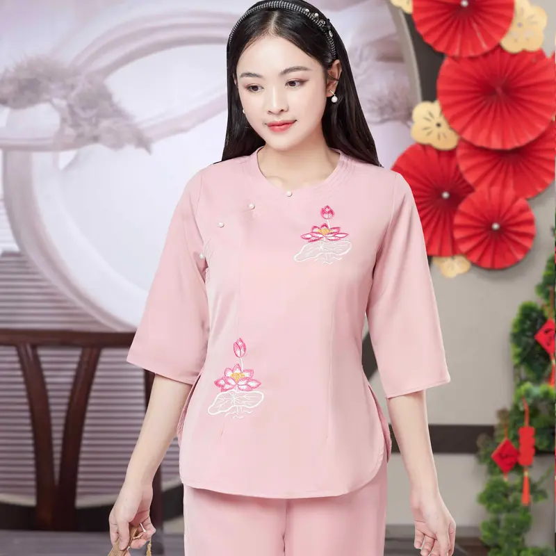 Pháp Phục Cô Thỏ - Bộ Quần Áo Pháp Phục Vạt Sóng Thêu Sen Đính Ngọc 4
