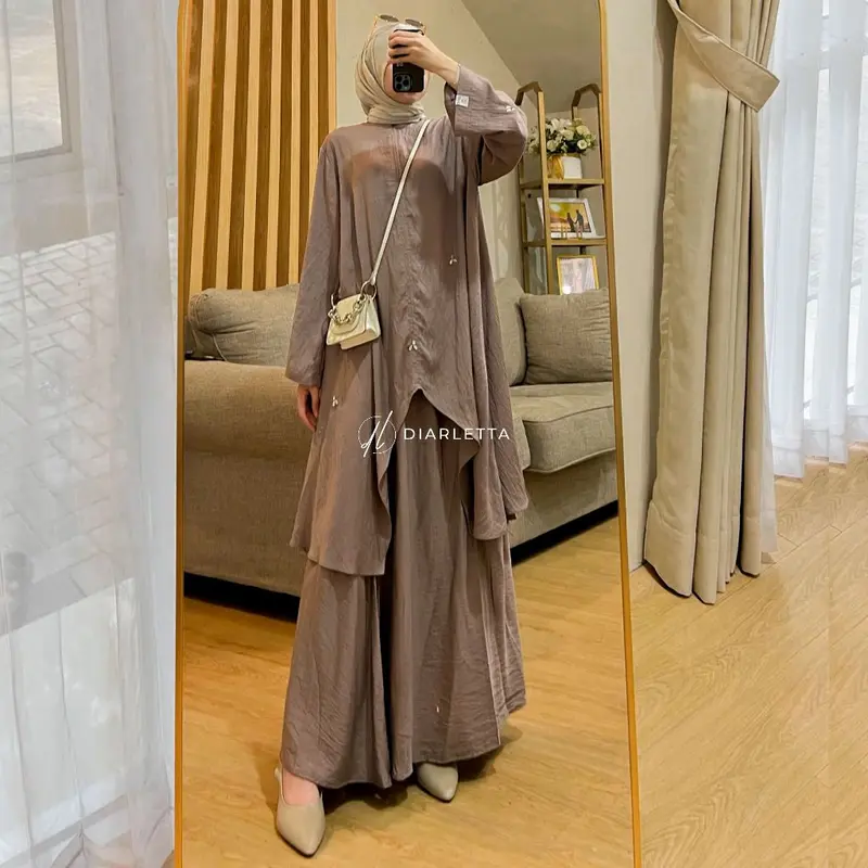 Berlianna Set Rok Permata Payet Polo Linen Busui Friendly Rok Umbrella  Diarletta Premium Quality 4