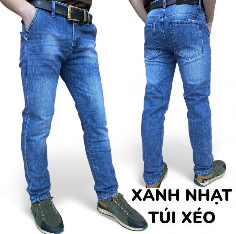 Quần Jean Nam Túi Xéo Xanh Nhạt Cào Xước JEANVIET Mã 22 Kem Menswear Pants - Form Slim Fit, Sành Điệu, Năng Động - Có Túi    denim   denim raw quanjean jeans quan bodentron quanjeans caocap