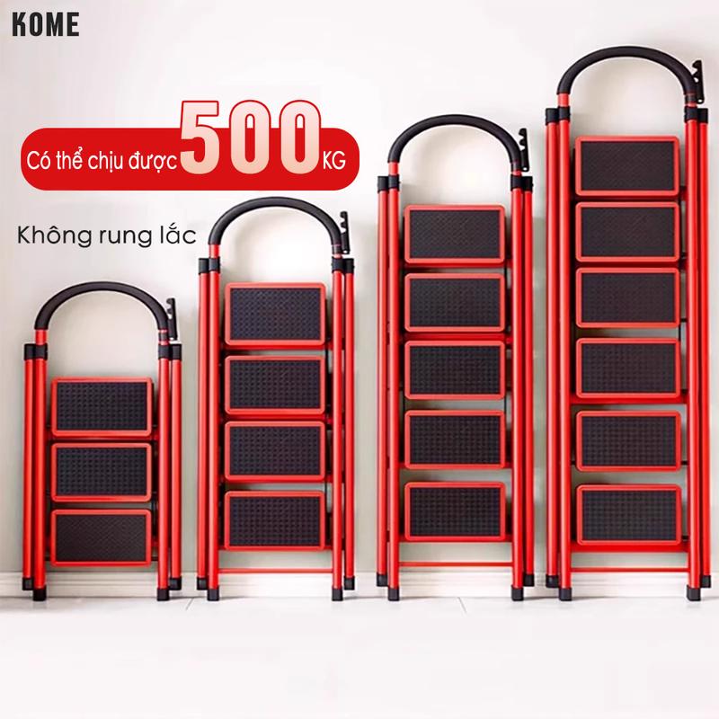 KAIDEE Thang chữ A, thang thép gấp, thang gấp, thang gấp 2-7 bậc, chịu tải 500kg