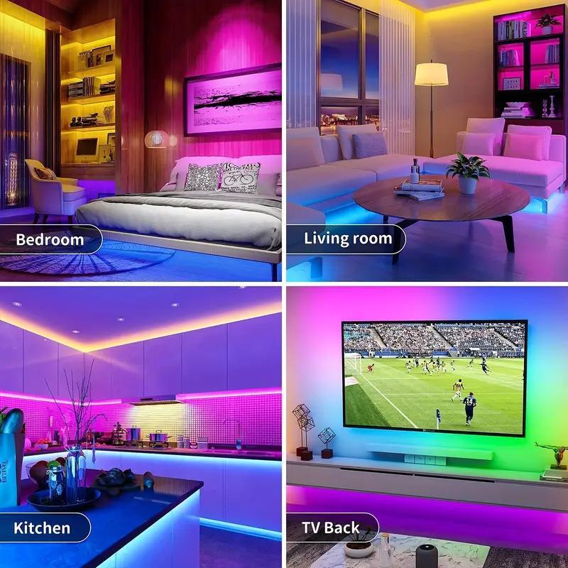 Product Introduction of USB Powered LED Light Strip, 1 Count RGB Color Changing LED Light Strip with 24 Keys Remote Control, Smart APP Control Music Synchronized Color Backlight 22