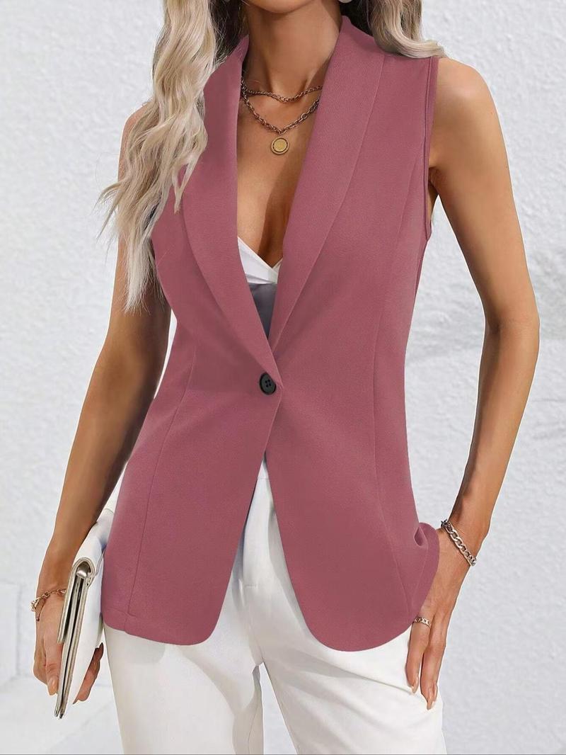 Product Introduction of Women's Solid Color Vest Blazer, Elegant Fashion Casual Sleeveless Vest Outerwear for Daily Outdoor Wear, Ladies Clothes for Summer 3
