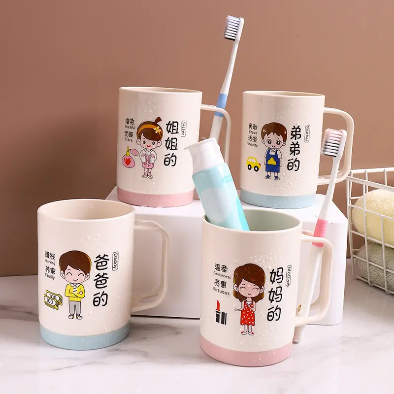 Cốc Rửa Gia Đình, Thiết Kế Hoạt Hình, Cốc Phòng Tắm, Thích Hợp Để Đánh Răng Hàng Ngày Của Gia Đình, Cốc Bàn Chải Đánh Răng Cặp Đôi Đơn Giản, Gia Đình Hạnh Phúc Của Bố Mẹ-Bé