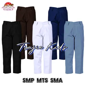 Celana Panjang Sekolah SMP SMA Abu Biru Hitam Coklat Putih Standar Formal Pria Kerja Kantor Kain