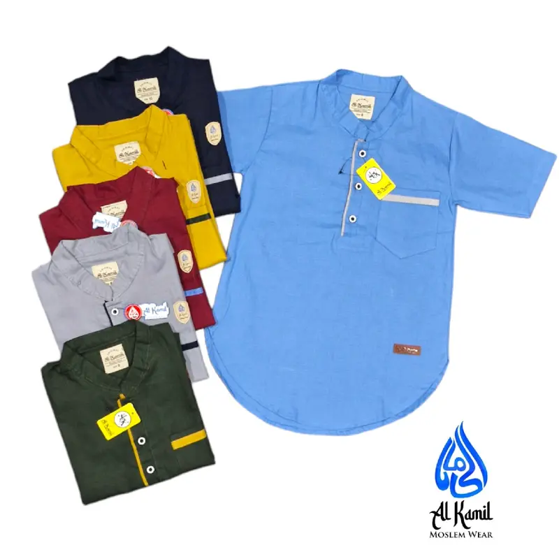 ATASAN KOKO KURTA ANAK 1-10THN Katun SIGARET Polos Setrip Muslim Tangan Pendek celana Panjang Remaja baju laki2 1–12 0