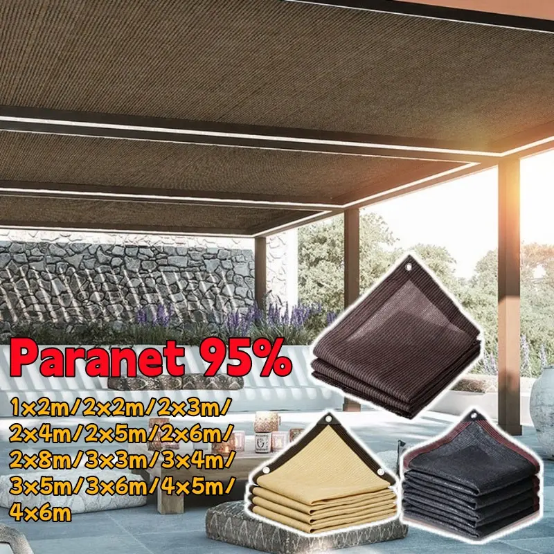 Allieuka 95% Paranet Anti-UV Jaring /Anti Panas Enkripsi 12-pin Jaring Paranet Pelindung Tanaman Dari Matahari (Hitam, Kuning, Coklat)