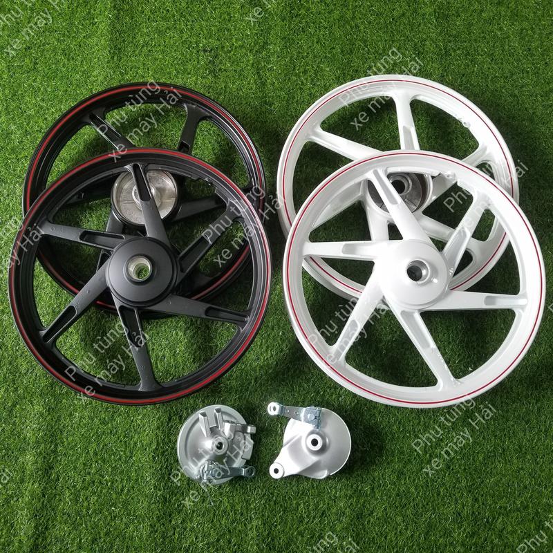 Bánh mâm 6 cây satria trắng đen chỉ đỏ lắp các dòng Honda wave dream 2 thắng đùm phanh cơ trước sau HTH1133 msp 0039