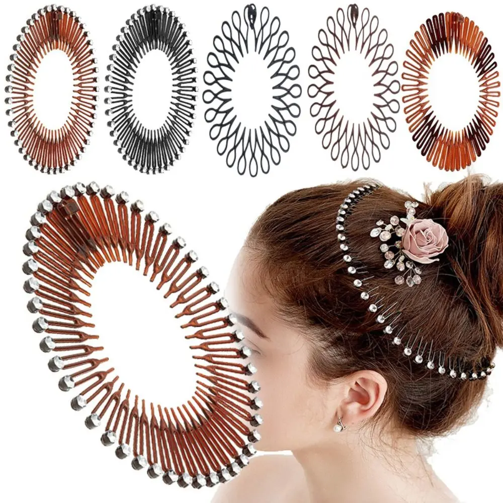 Styling Tools Plastic Stretch Flexible Comb Wig Clips Face Wash Flexible Circle Headband Full Circle Wavy Hair Hoop Women