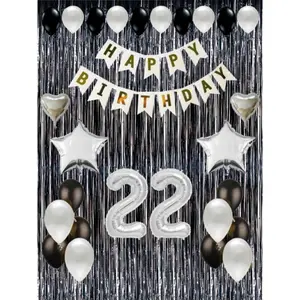 PAKET DEKORASI ULANG TAHUN TEMA BLACK SILVER UKURAN 2 X 2 METER